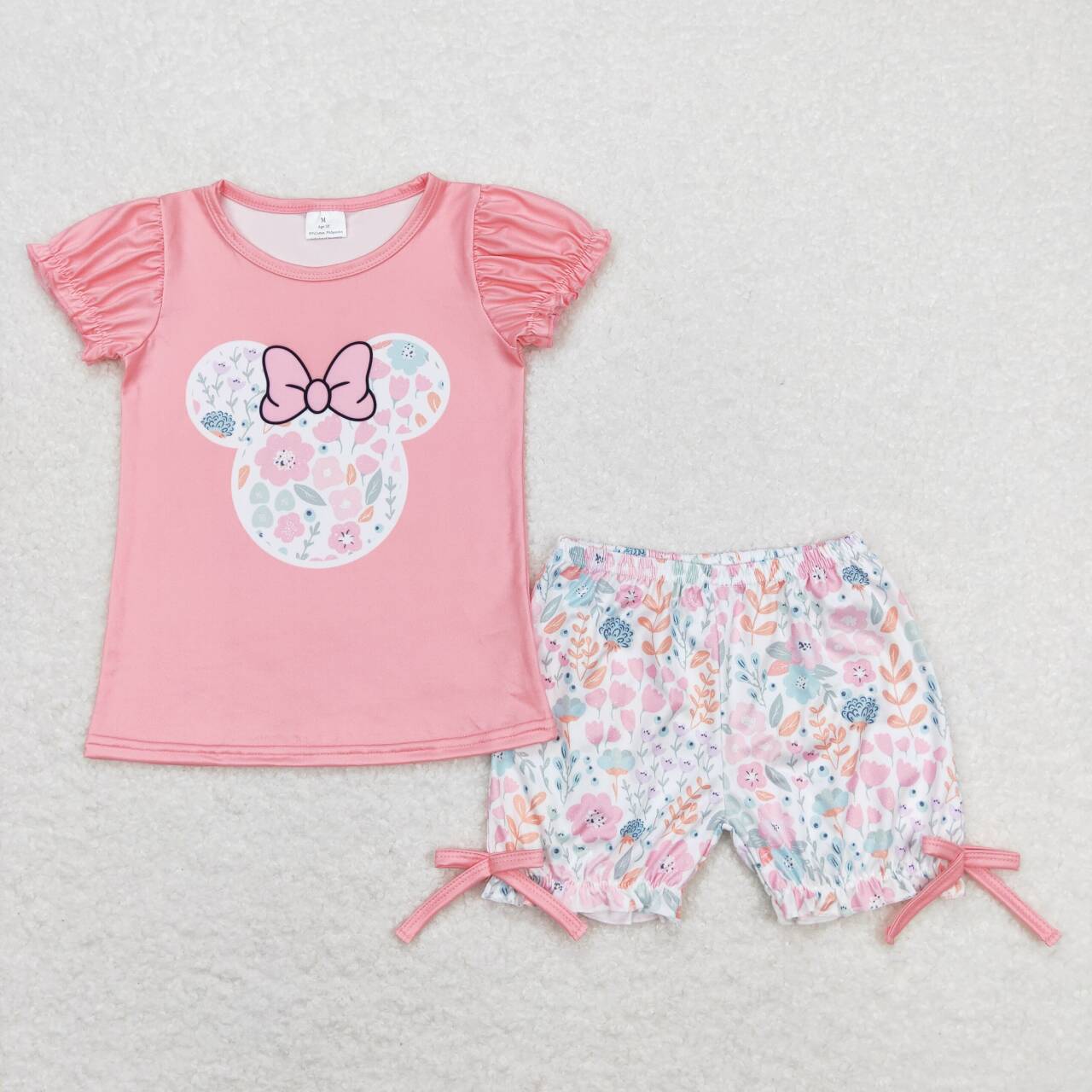 pink cartoon shorts set