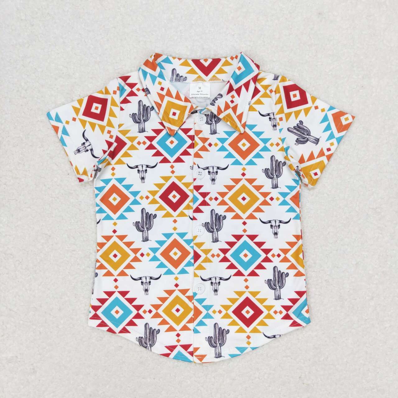 western aztec button t-shirt