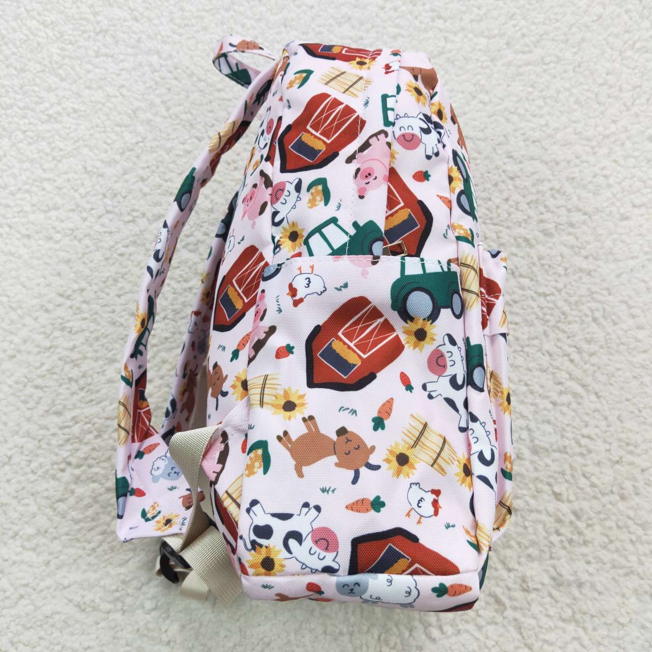 farm life print kids school backpack bag