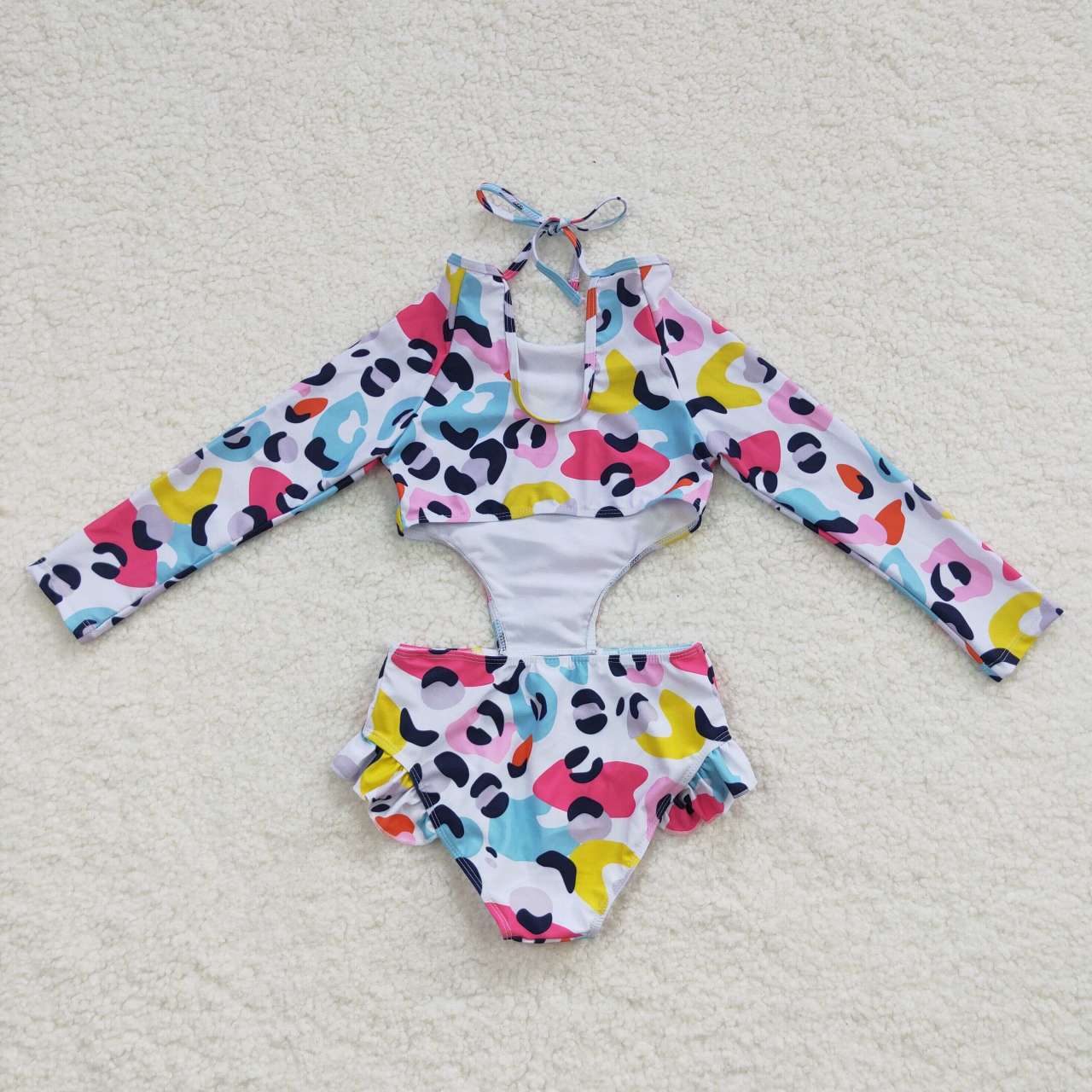 1pcs rainbow leopard kids girls swimsuit