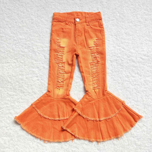 orange flare jeans denim pants