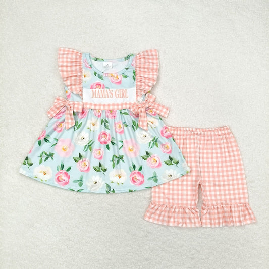 floral plaid mama's girl shorts set kids mother's day outfit