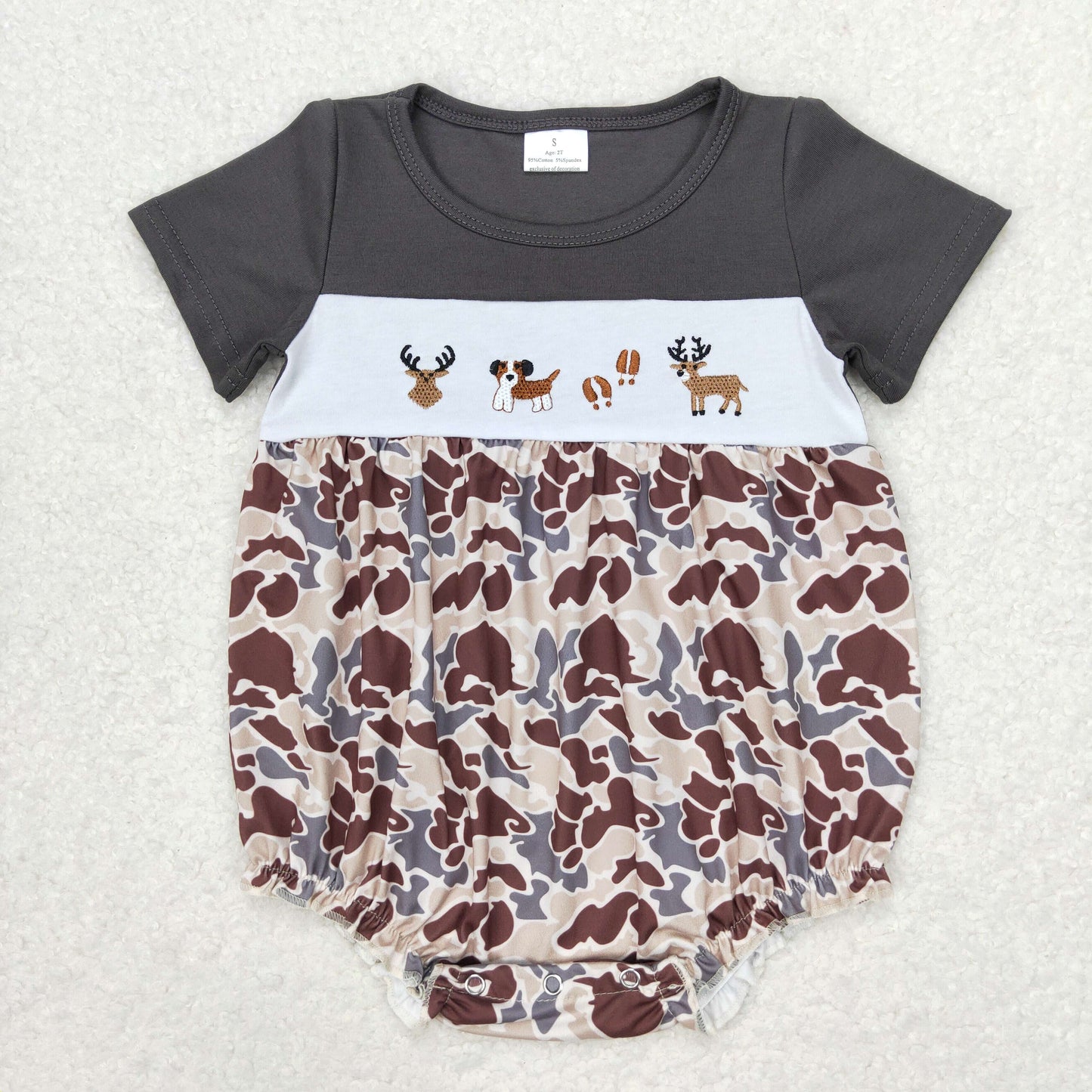 short sleeve camo embroidery bubble boy