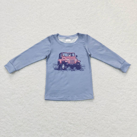 little boy long sleeve truck pattern pullover