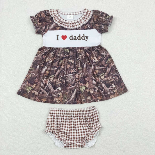 baby girl i love daddy embroidery camo bummie set