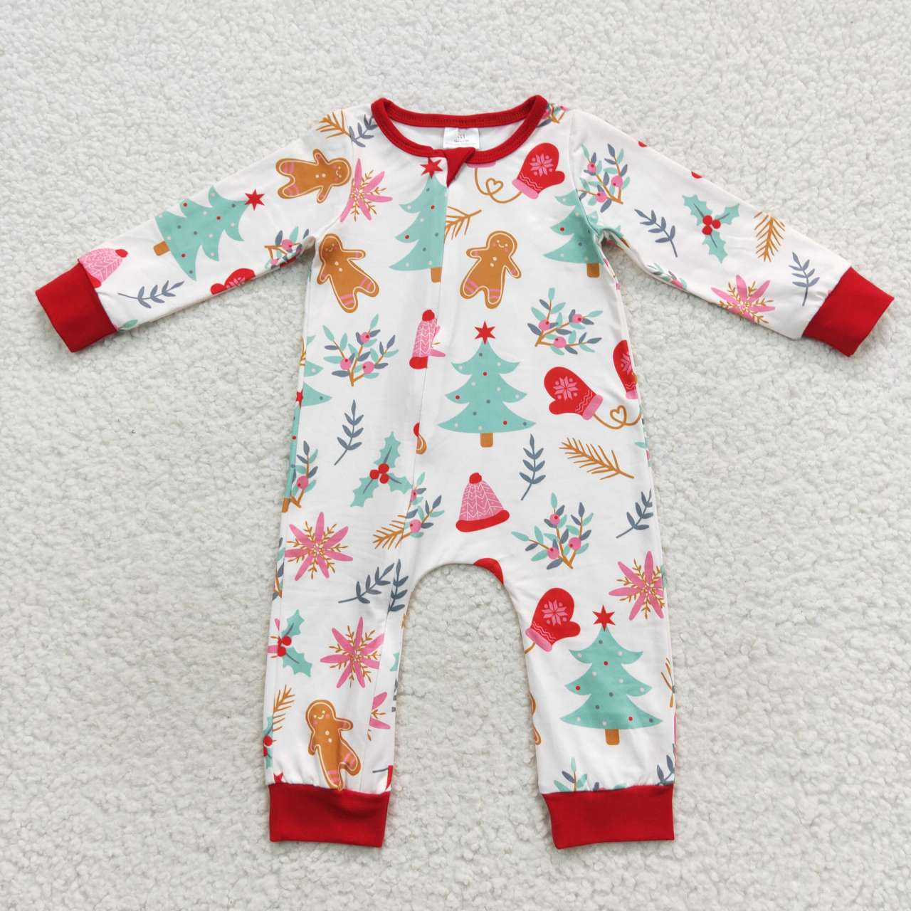 Merry Christmas baby boys sleeper zipper PJs