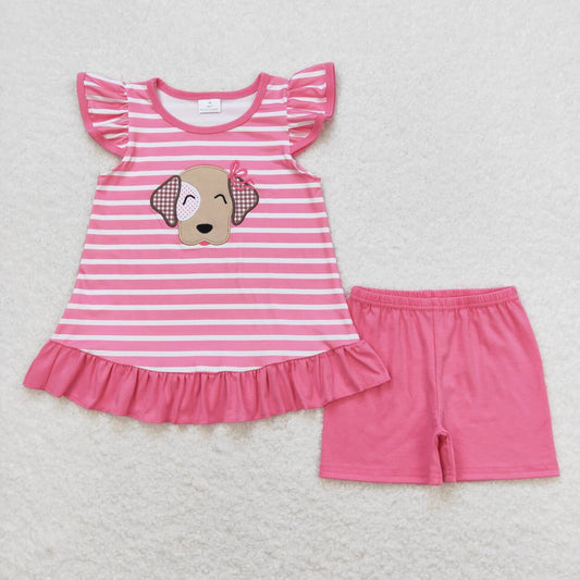 baby girl clothes dog embroidery shorts set