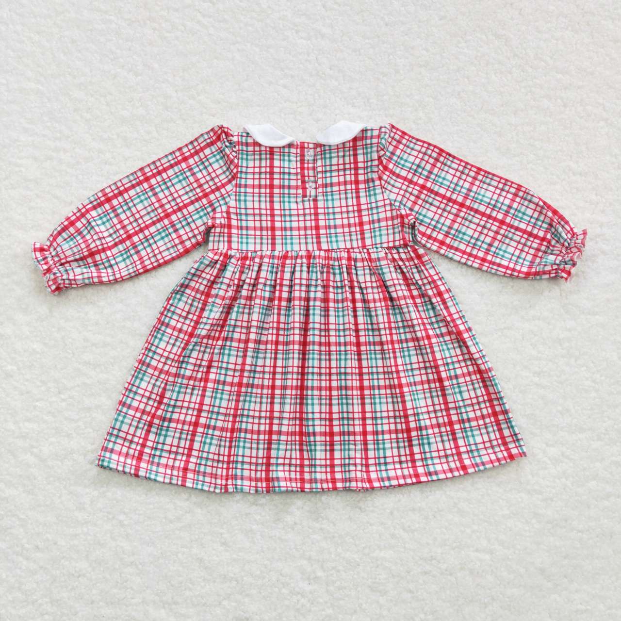 green white red gingham christmas smock dress