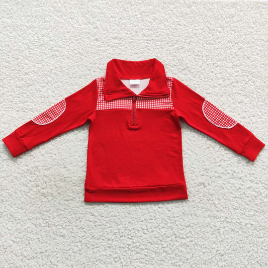 Boy red zip pullover top