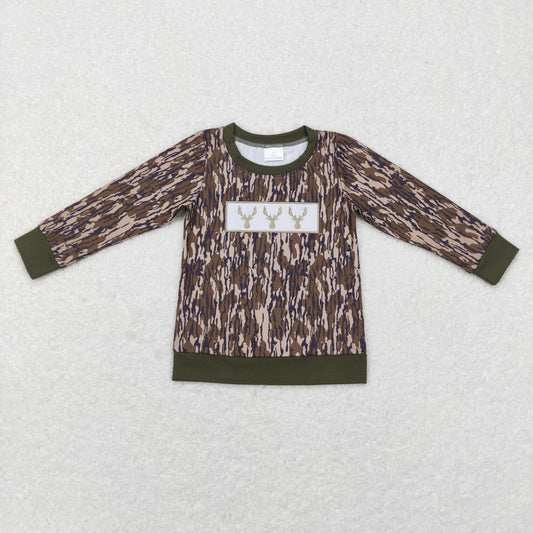 boy deer embroidery pullover