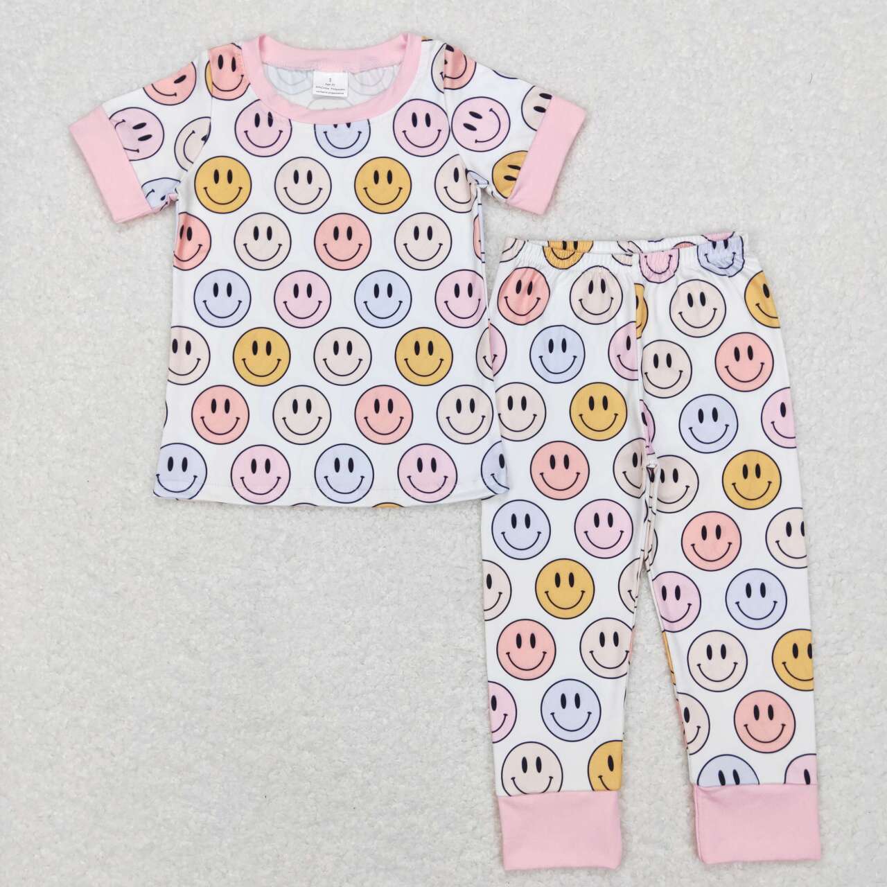 girl short sleeve smile face print pajama