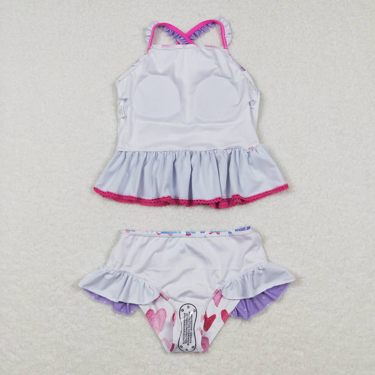 2pcs heart print kids girls swimsuit