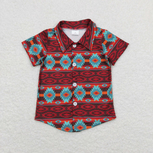 boy summer aztec button up polor t shirt