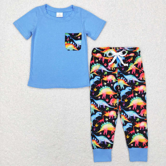 boy short sleeve dinosaur jogger outfit kids clothing
