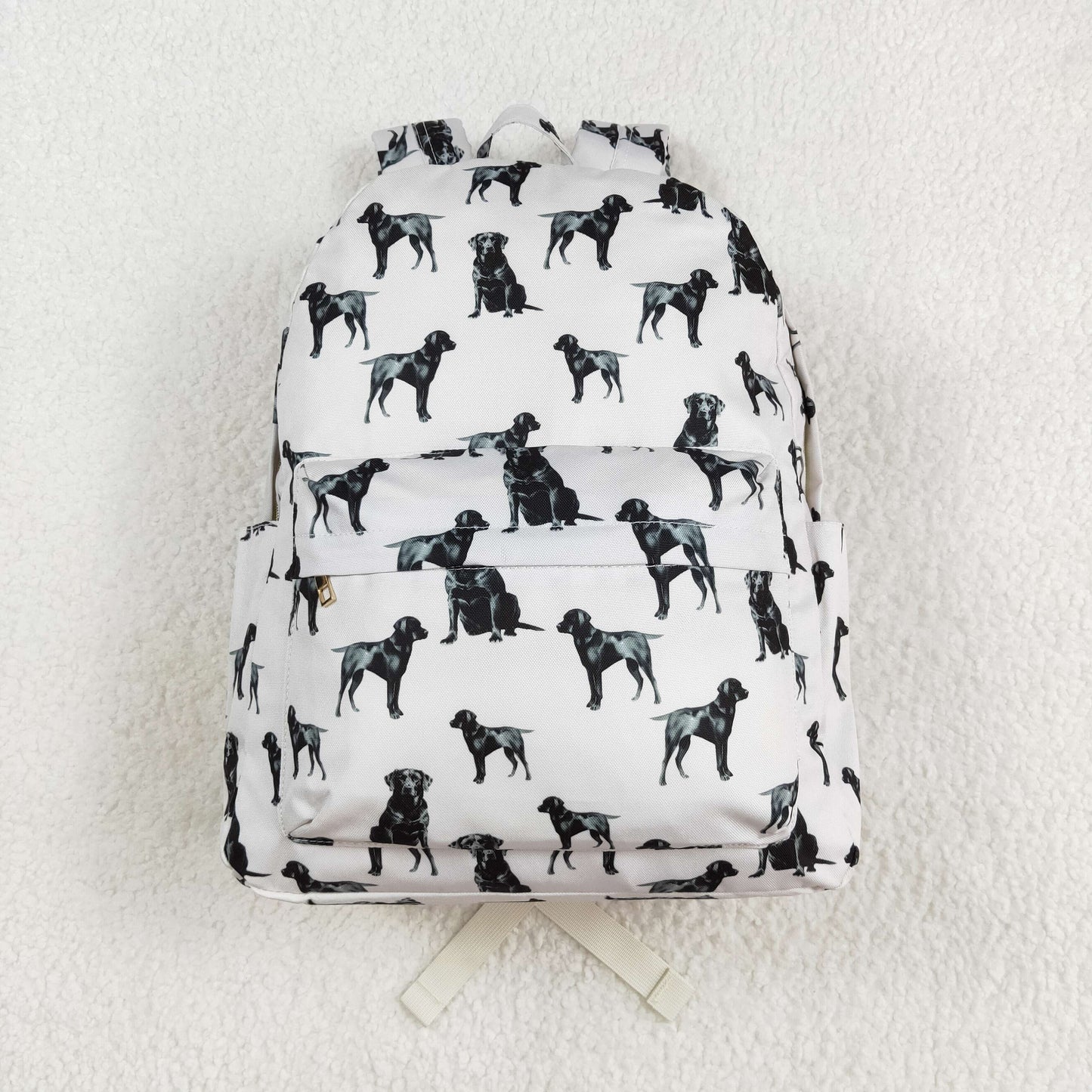 dog print white backpack