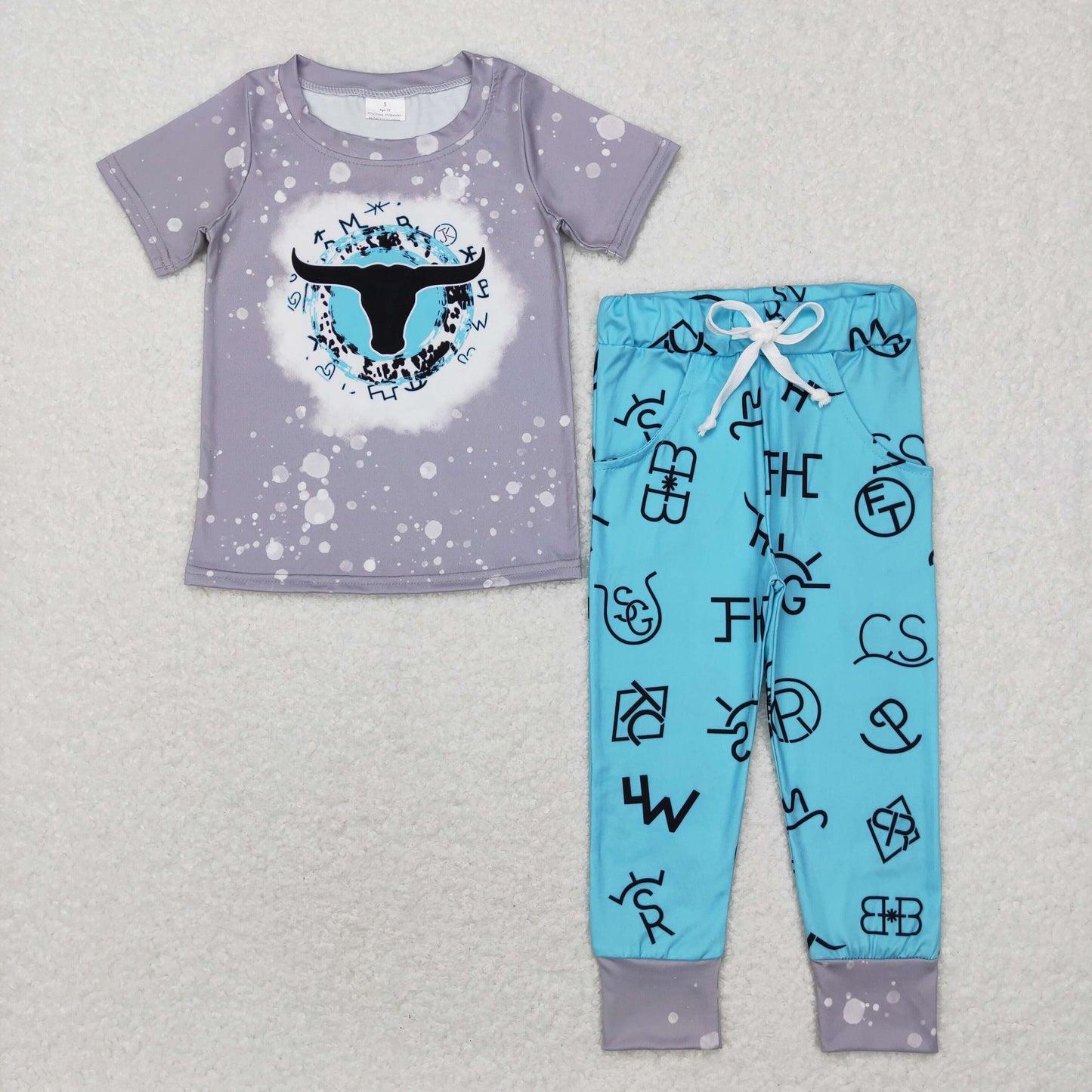 kids boy short sleeve cattle jogger outfit