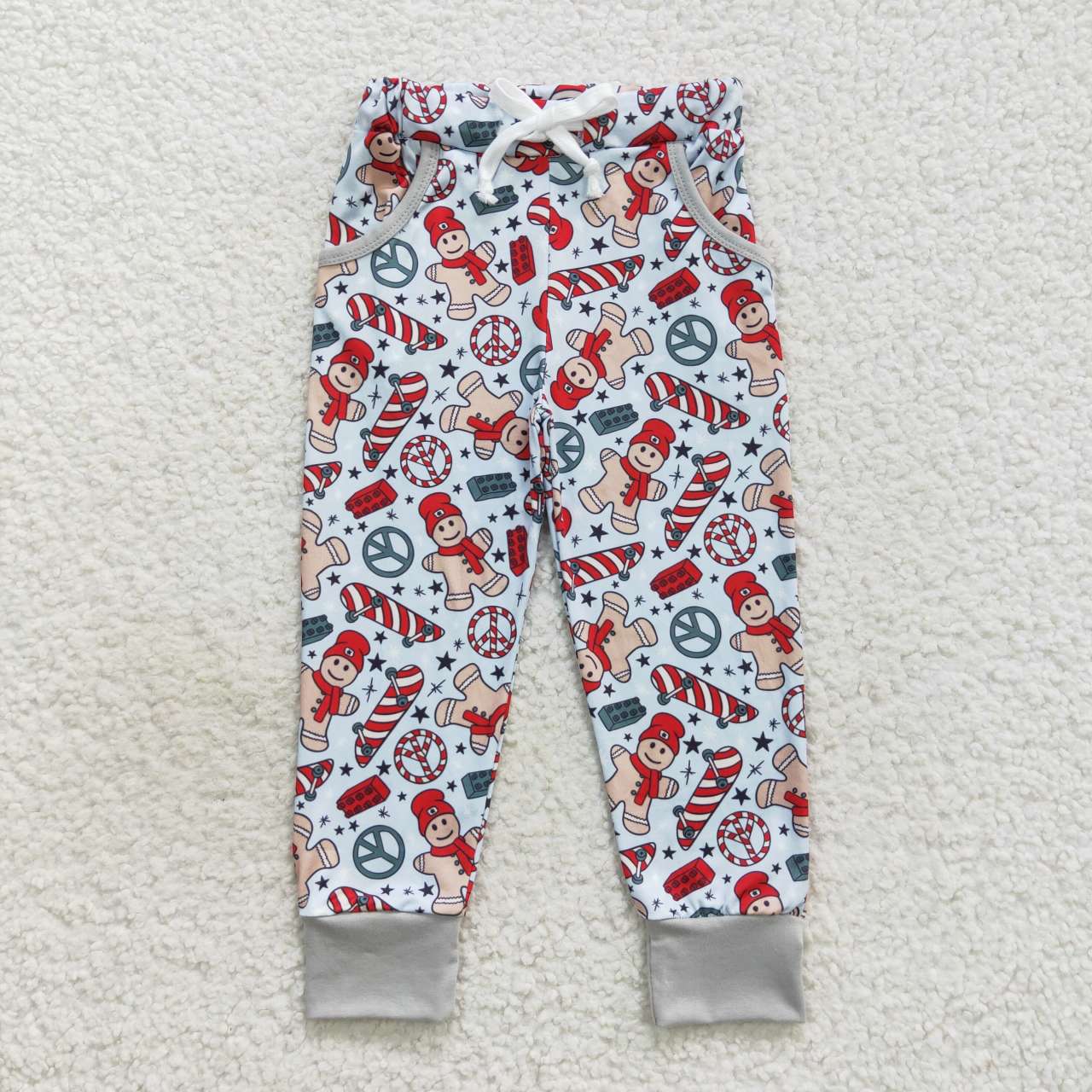 christmas gingerbreas skate little boy jogger pants