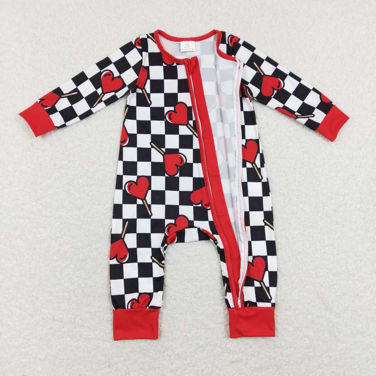 red checkered with candy zip sleeper