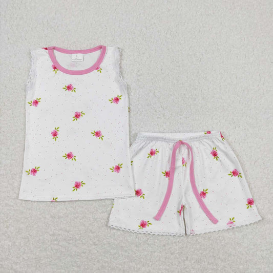 toddler girl clothing summer floral tank shorts set white