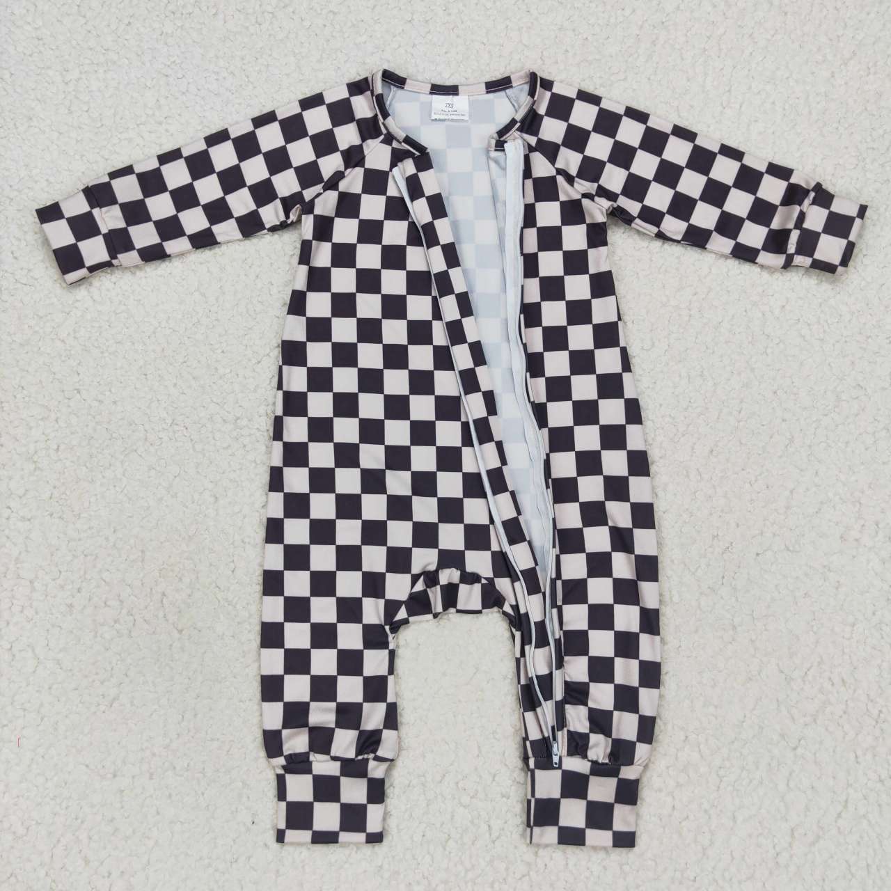 checkered baby boy sleeper