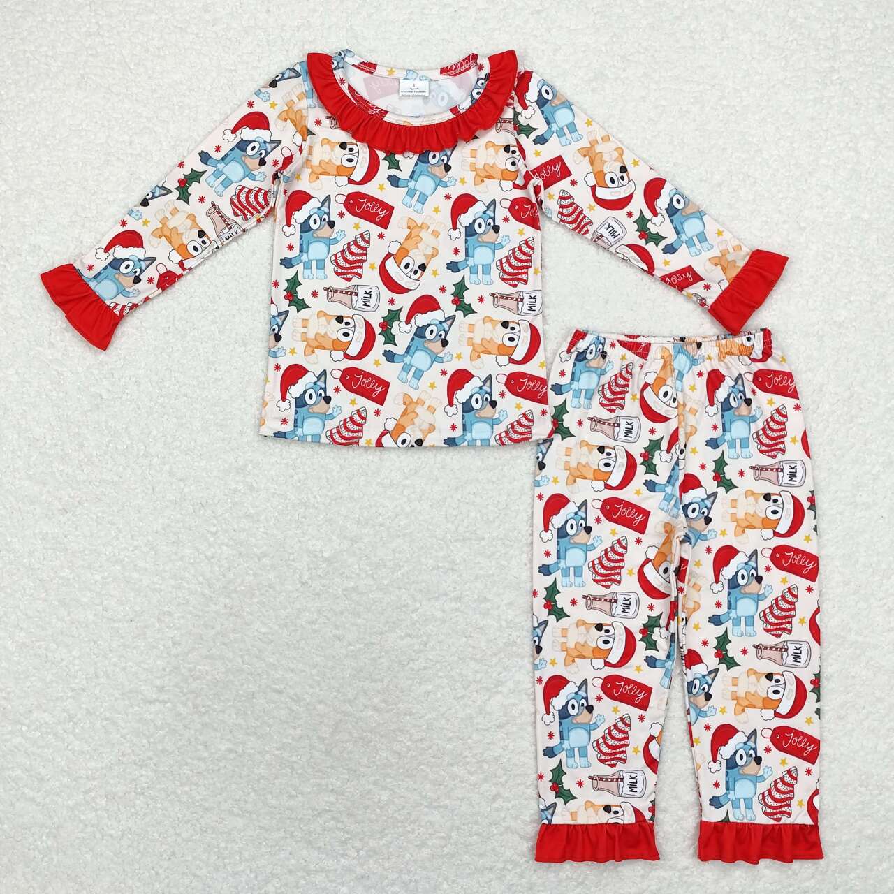 jolly santa dog cake girl Christmas pajama set