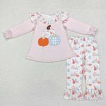 pumpkin embroidered pants outfit little girl fall clothes