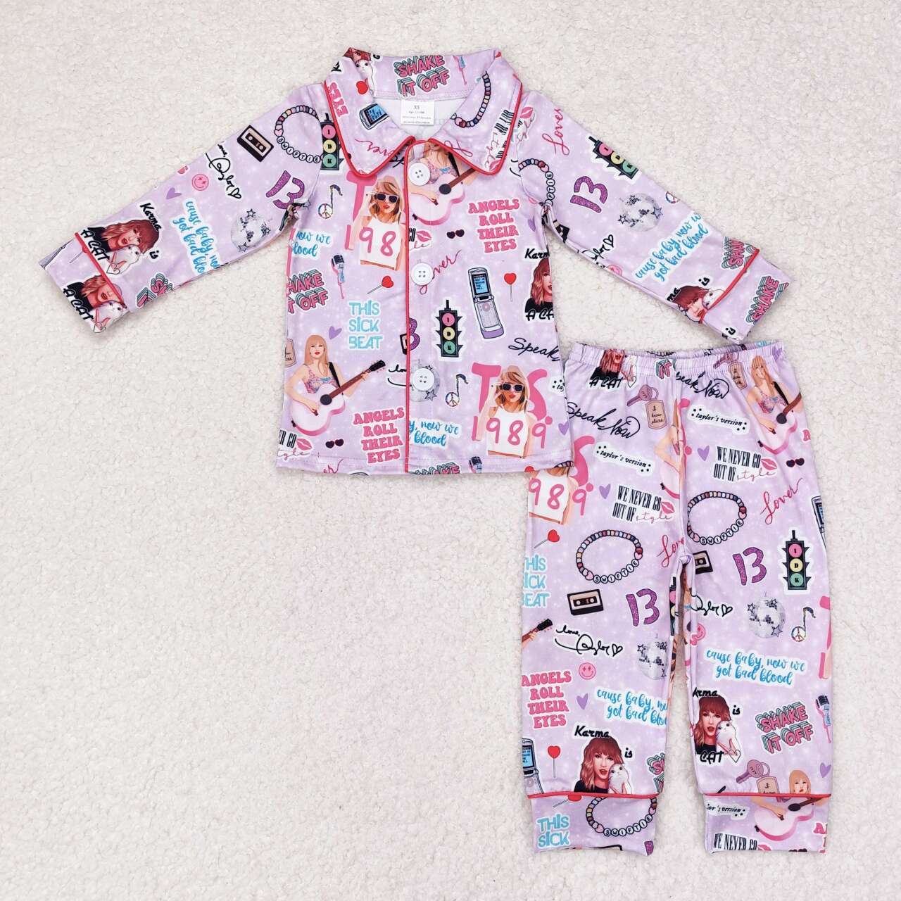 taylor swift girl button pajama set