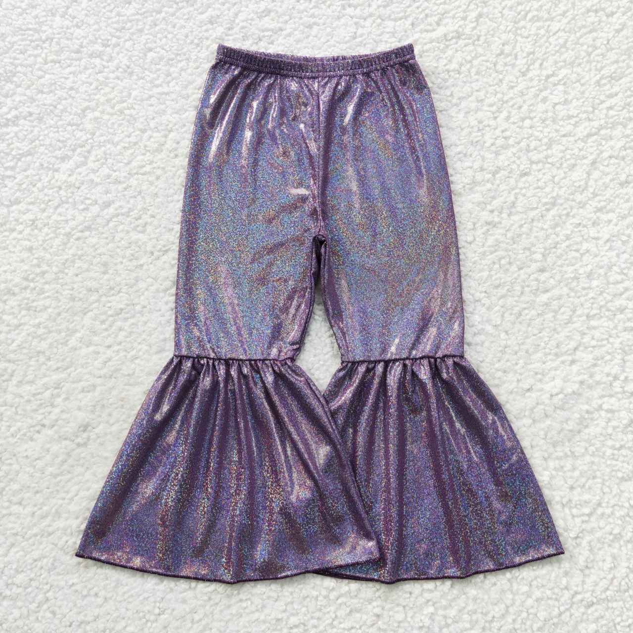 Purple shinny baby girls flare pants