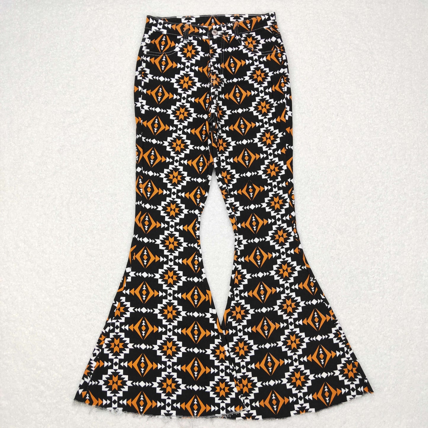 adult ladies flare black aztec denim pants jeans woman trousers