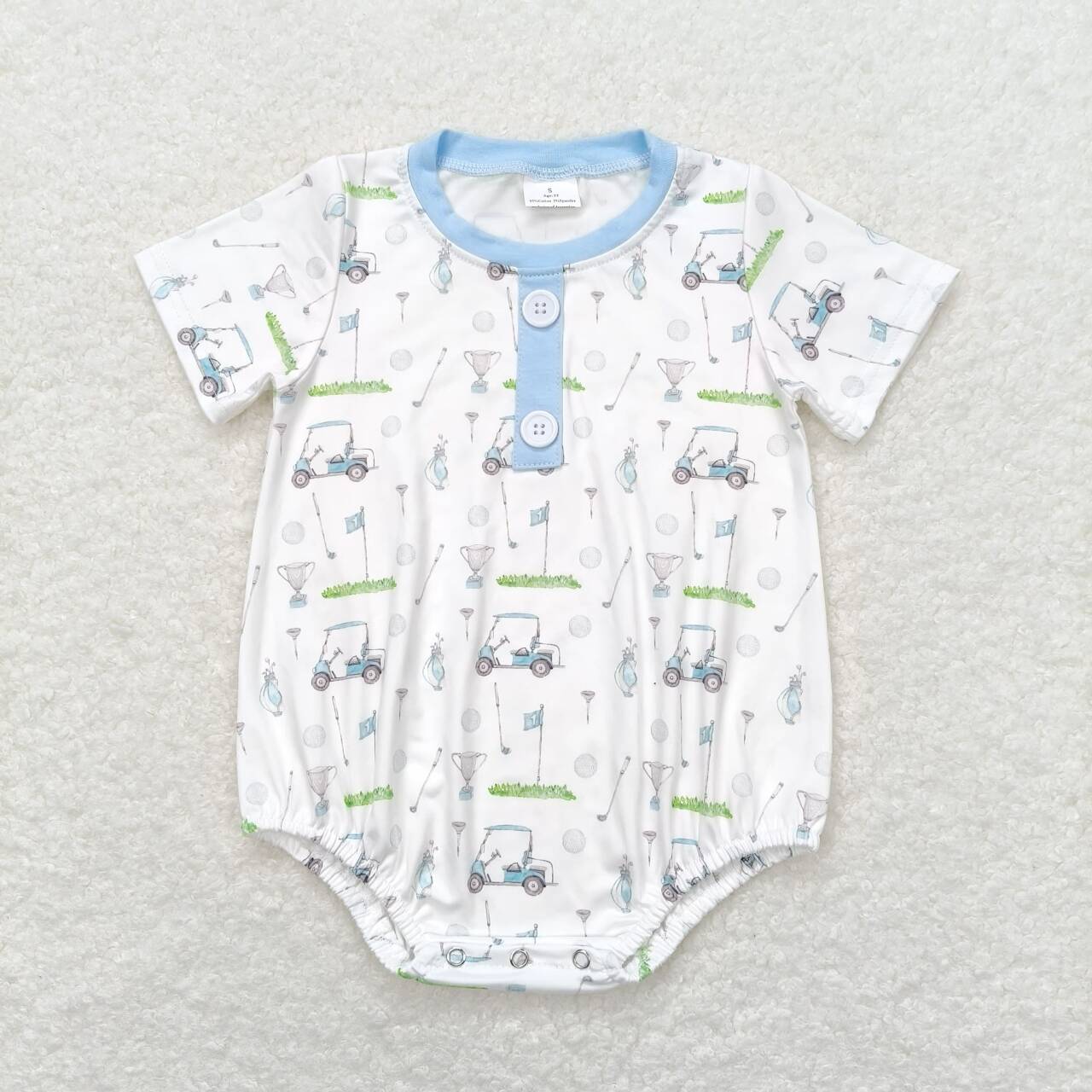 baby boy golf short sleeve bubble white