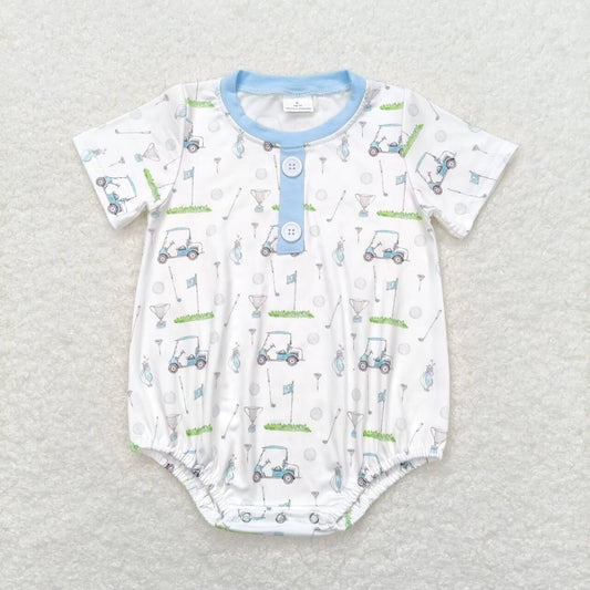 baby boy golf short sleeve bubble white