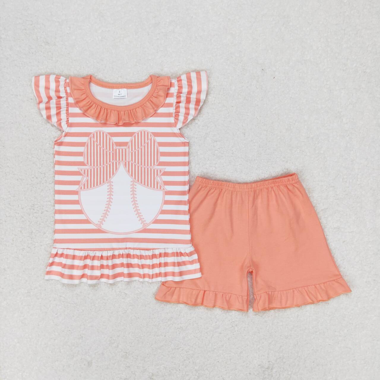 baseball shorts clothes set peach color