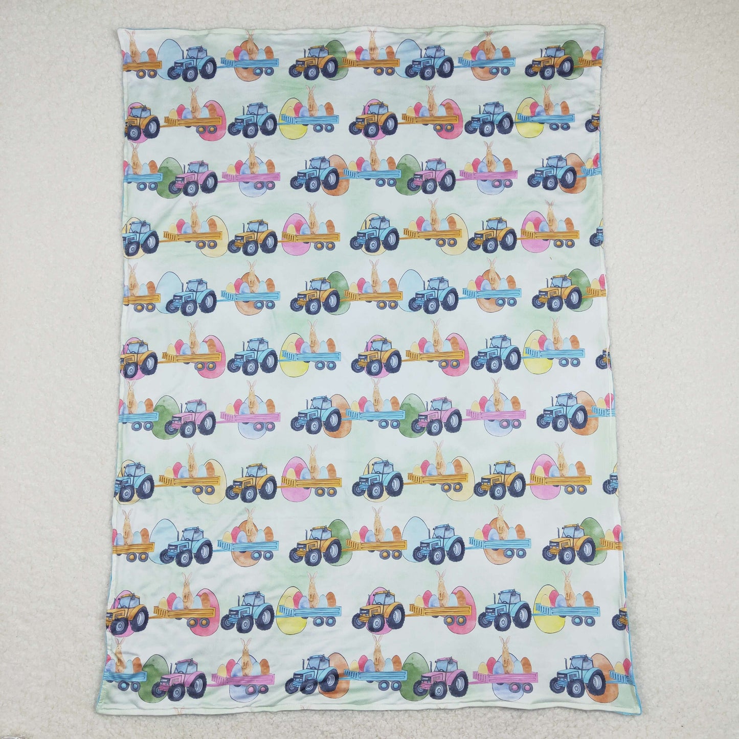 easter egg truck blue blanket