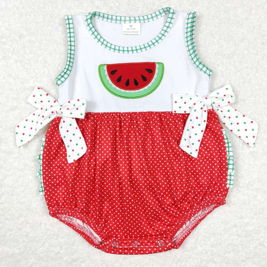 watermelon embroidery tank bow bubble