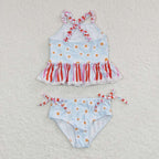 girls 2pieces floral swimsuit
