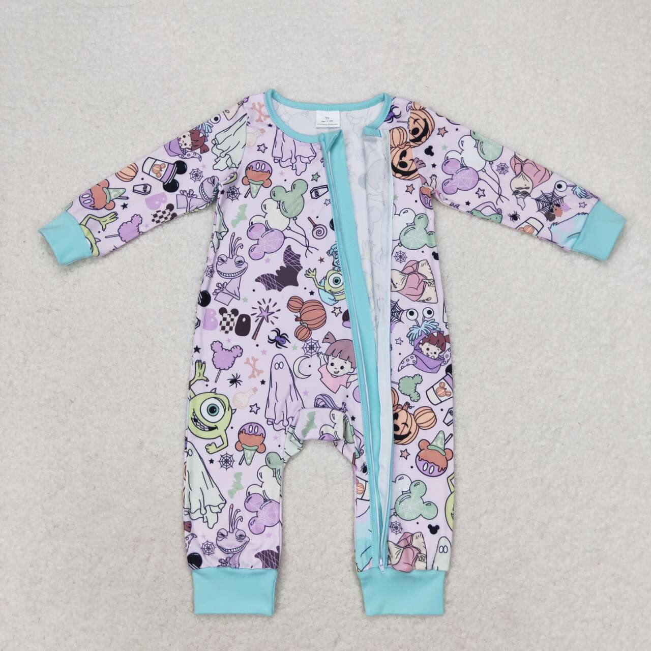 Halloween cartoon print zip sleeper