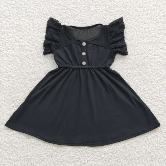 lace sleeve cotton black dress party dress