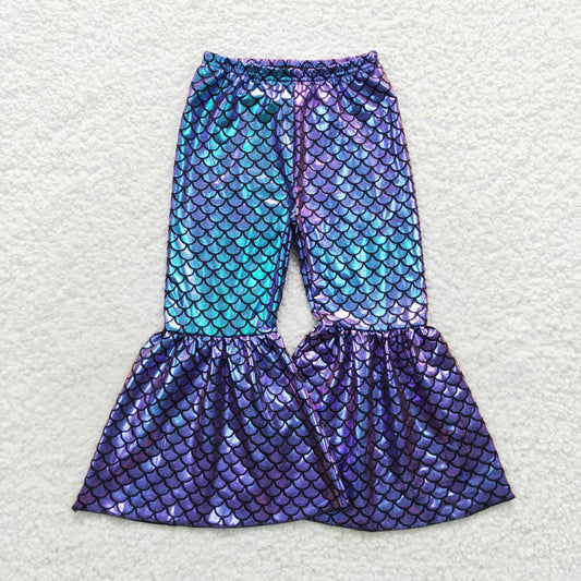 fish scal shinny baby girls bell bottom pants