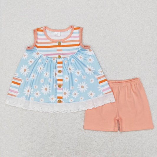 pretty sleeveless shorts set girl summer clothing