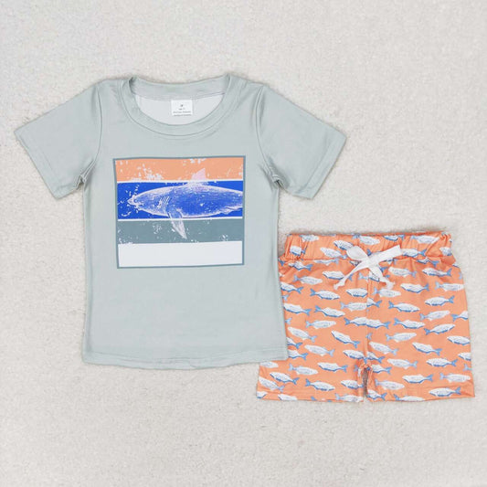 ocean fish boy shorts set summer clothing