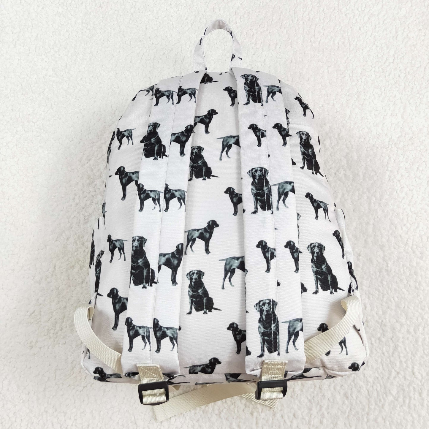 dog print white backpack