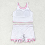 pink plaid skort girls swimsuit