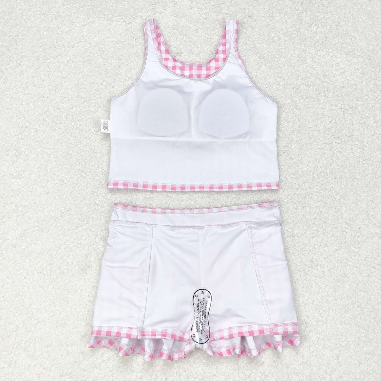 pink plaid skort girls swimsuit