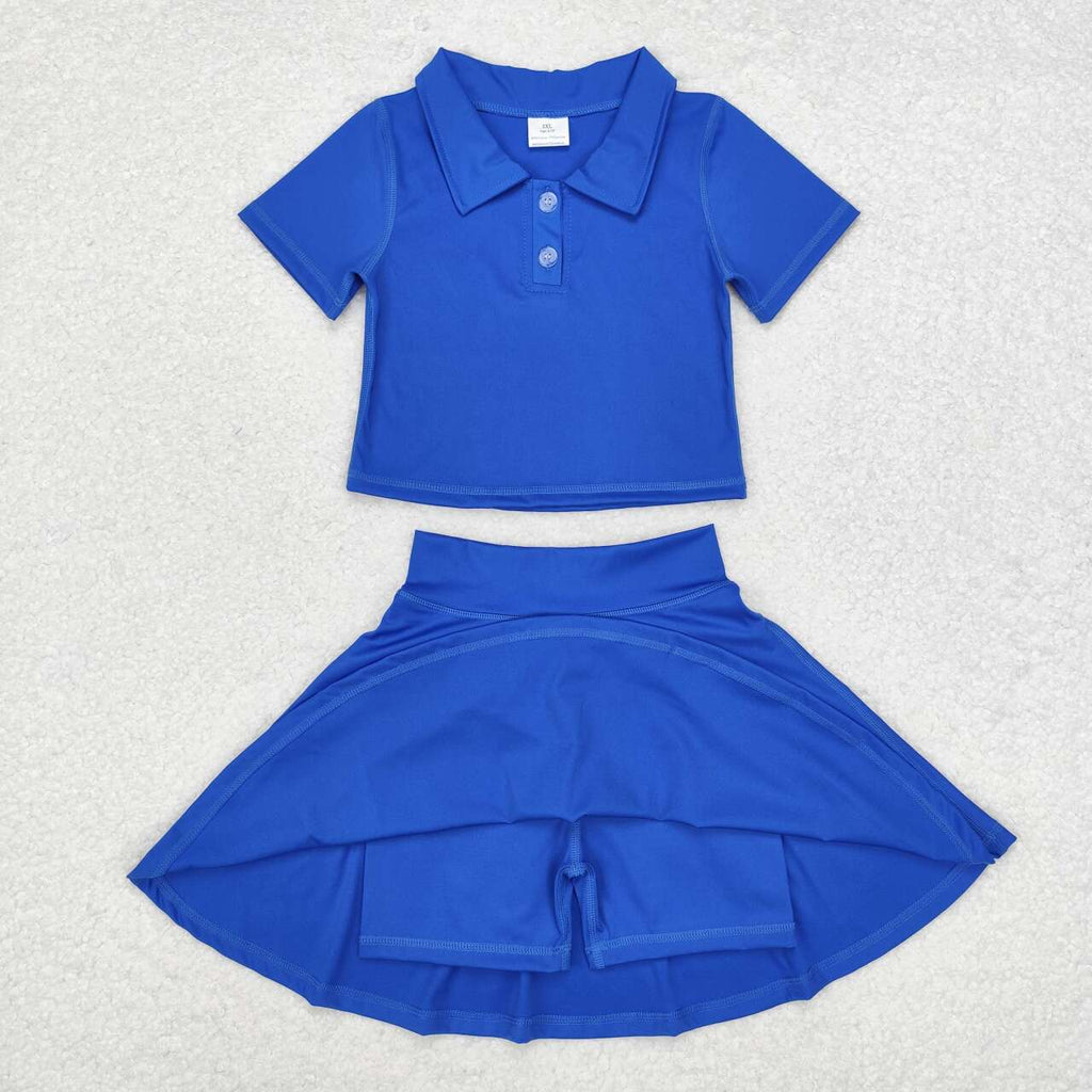 little girl royal blue yoga two piece activewear