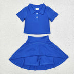 little girl royal blue yoga two piece activewear