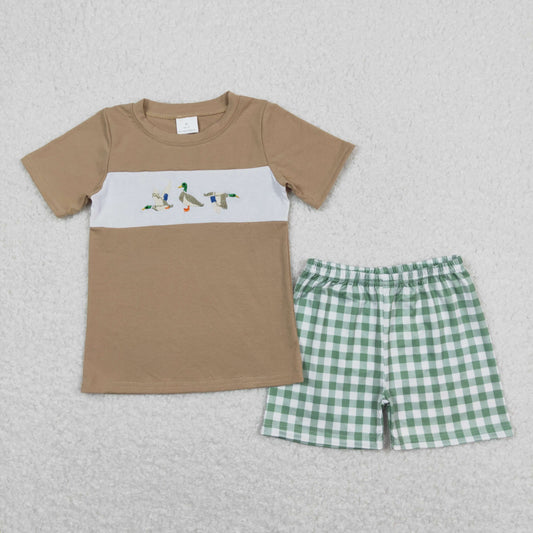duck embroidery boy shorts set