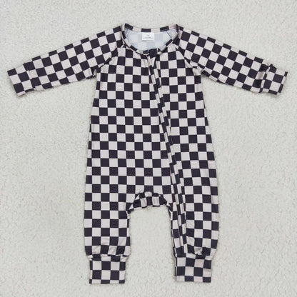 checkered baby boy sleeper