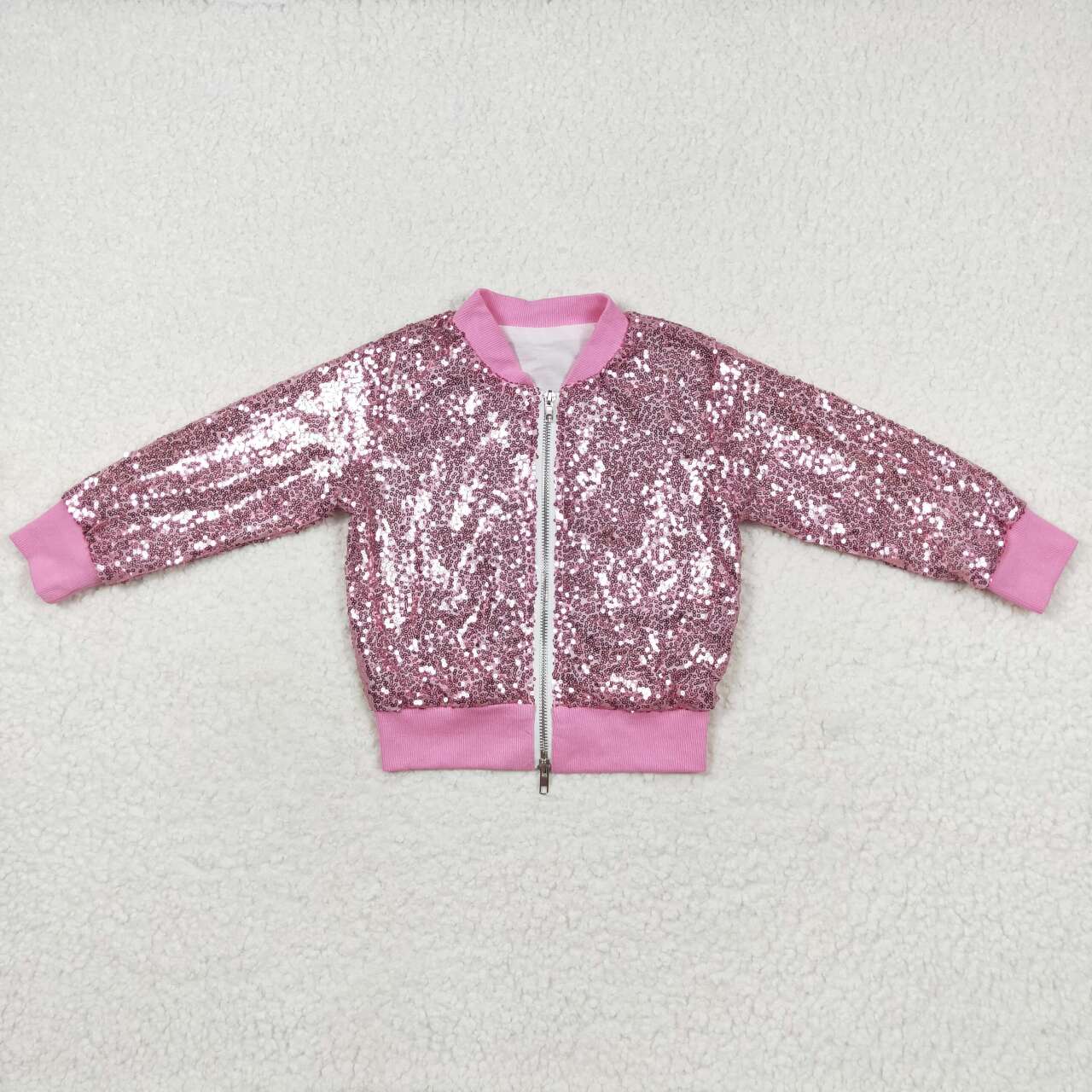 toddler girls shinny zip sequins jacket pink