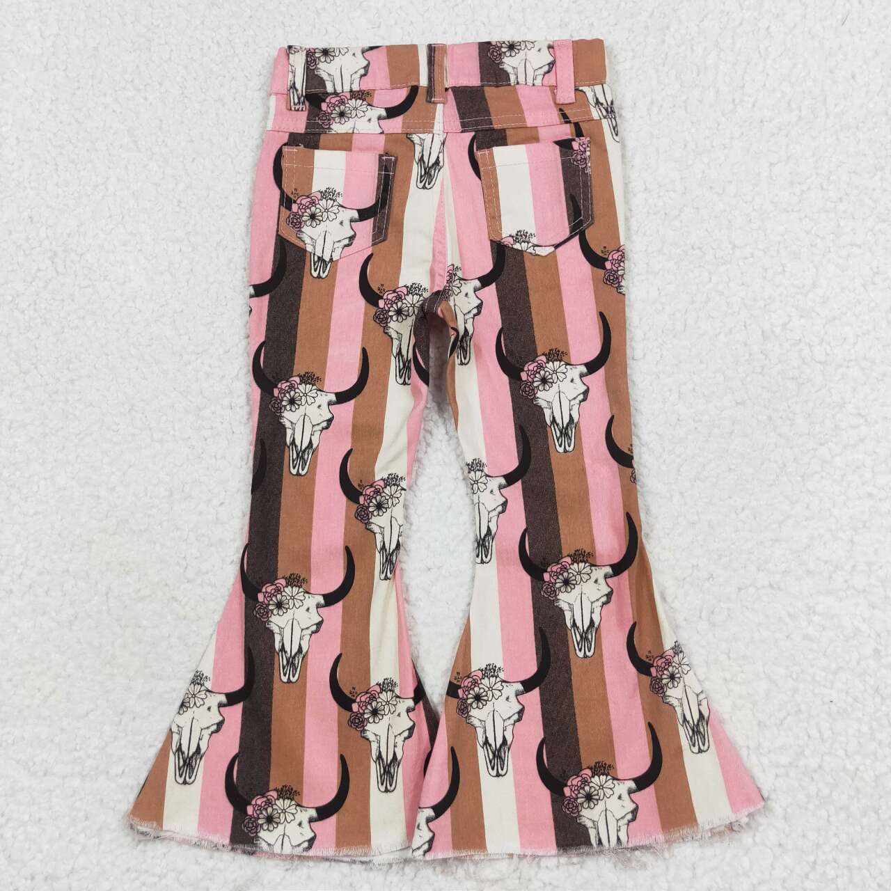 stripe with cow skull denim pants girl jeans