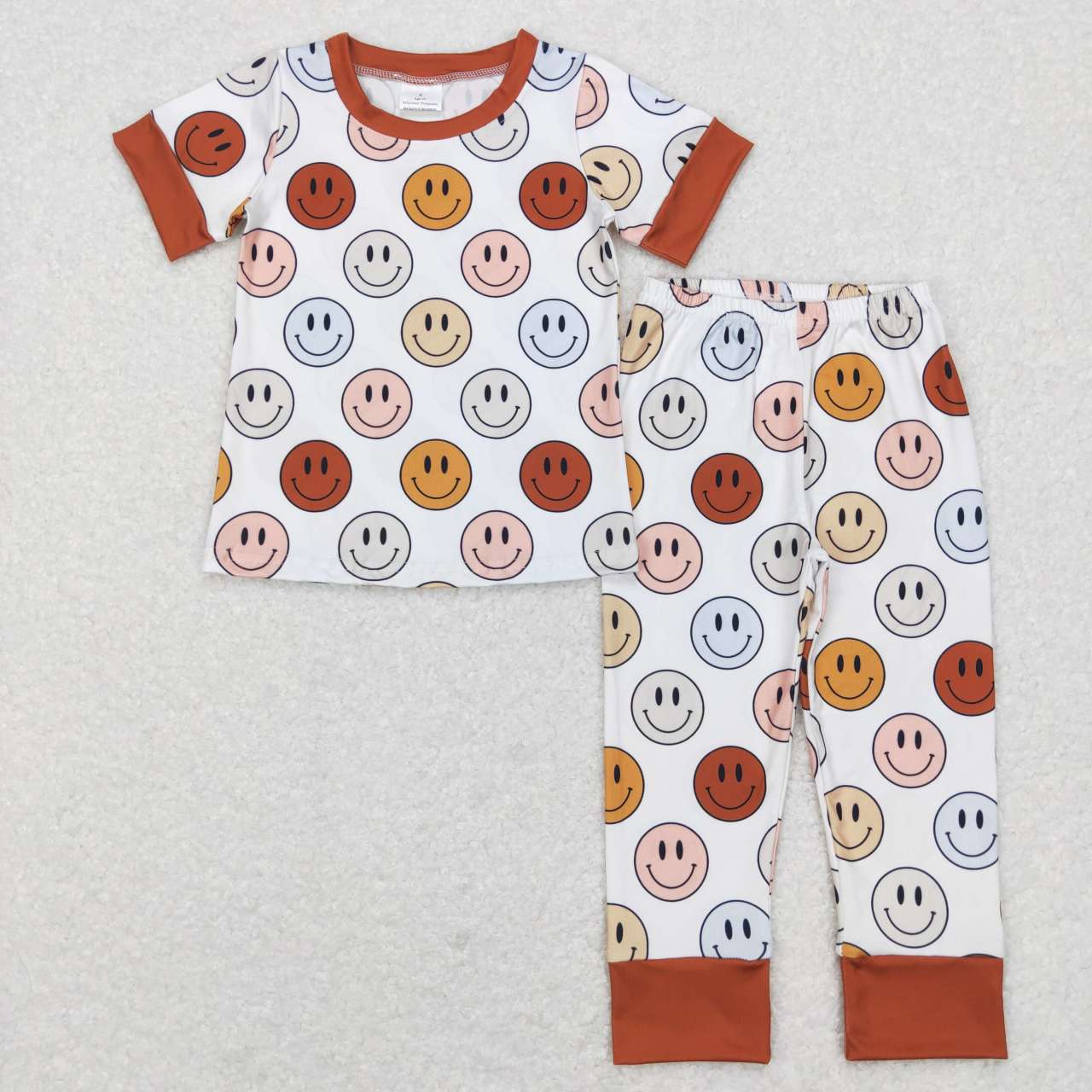 boy short sleeve smile face print pajama